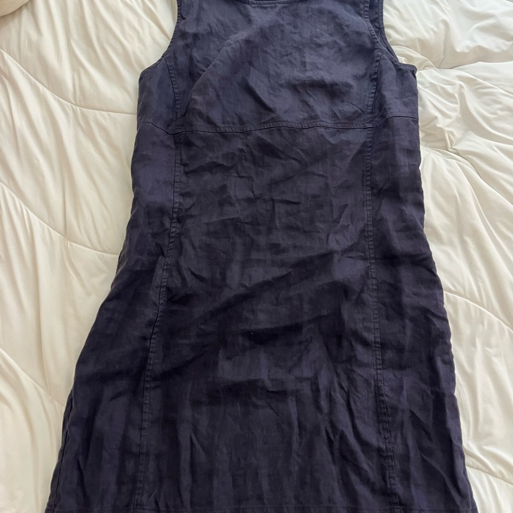 Old navy vintage dark blue linen sheath linen sleeveless mini dress women's - Picture 5 of 9
